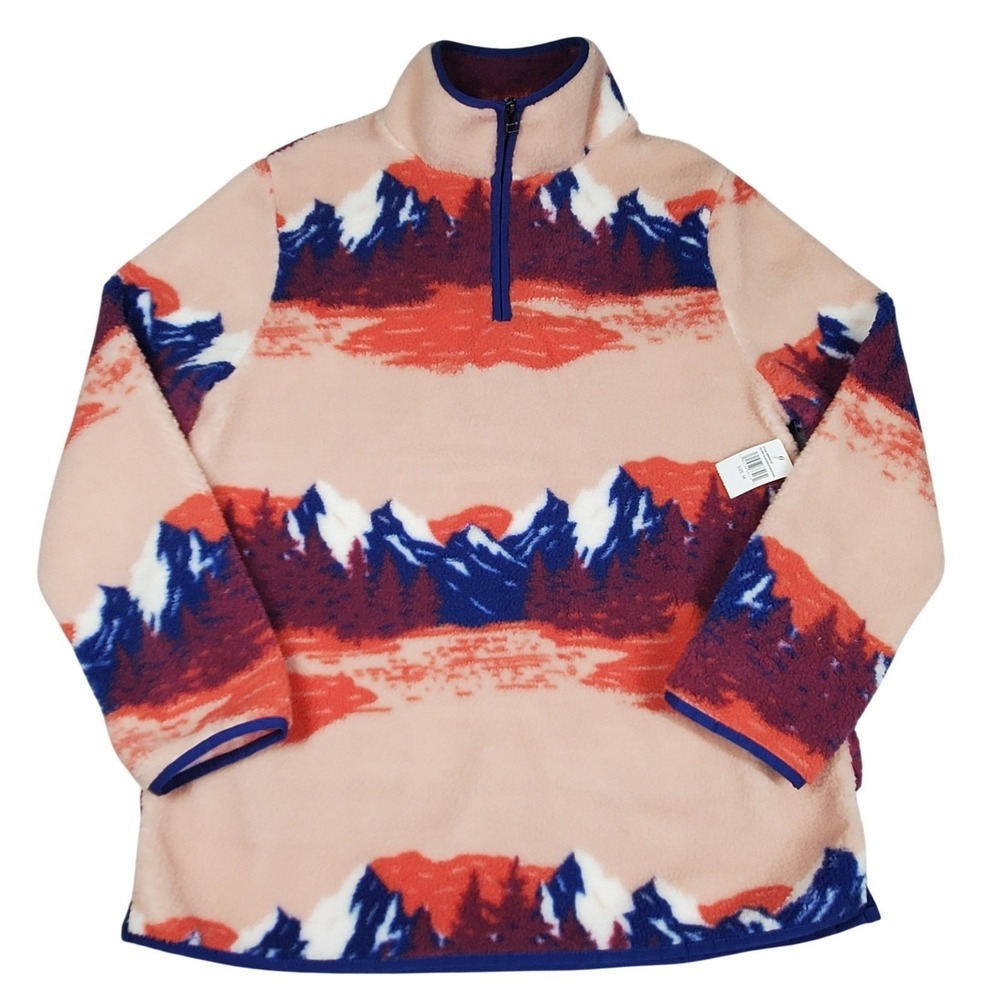 Mountain and Isles Sherpa Fleece Quarter Zip Pullover Womens Med Pink Hiking New